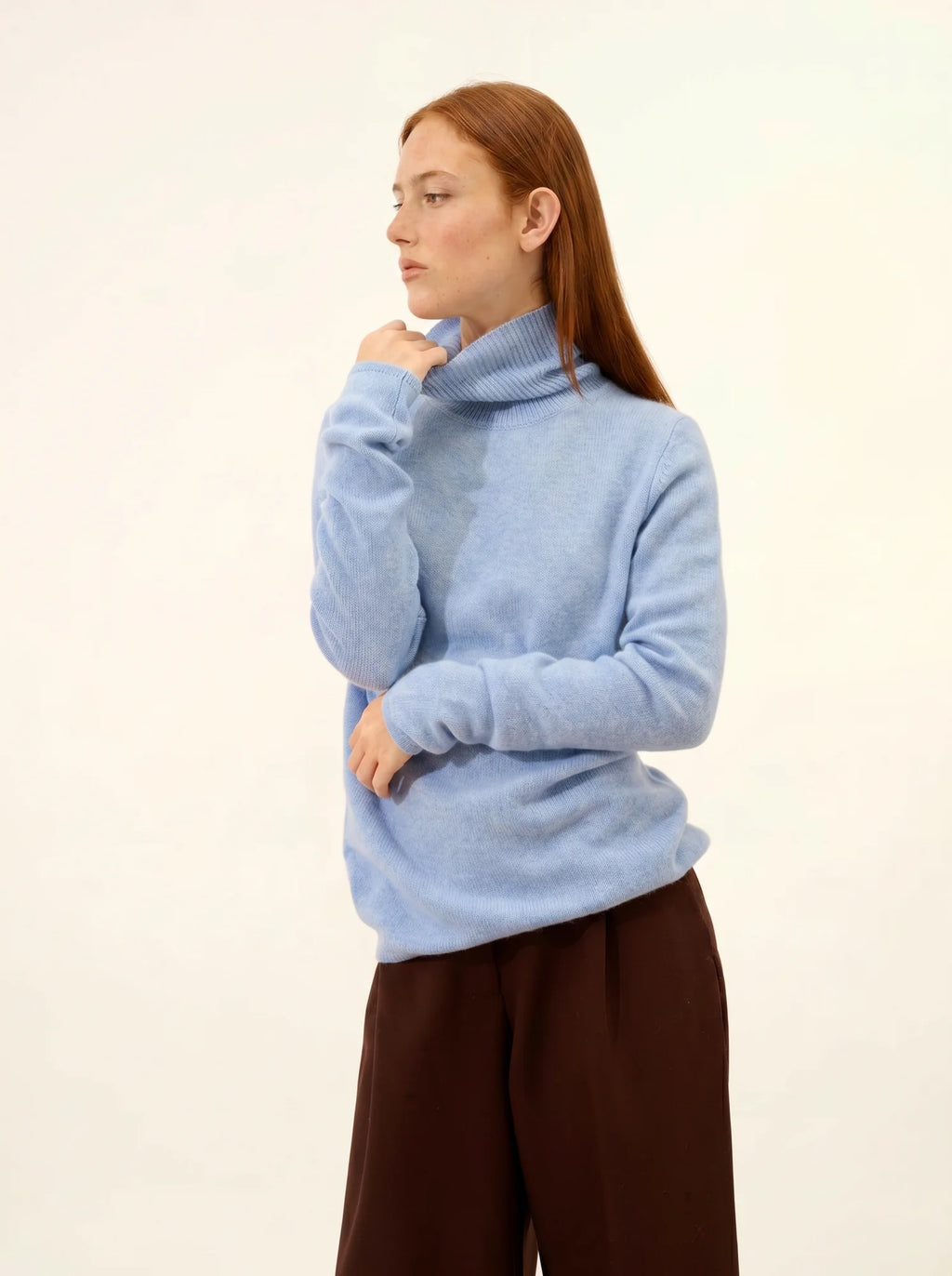 MATT Sweater Turtleneck 4 Ply Heather Sky Blue