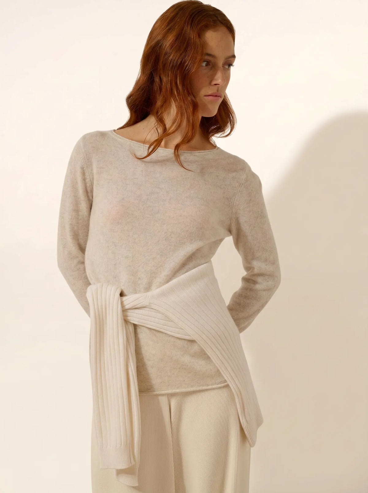 GRACE Pull Col Bateau Gris Perle Chiné