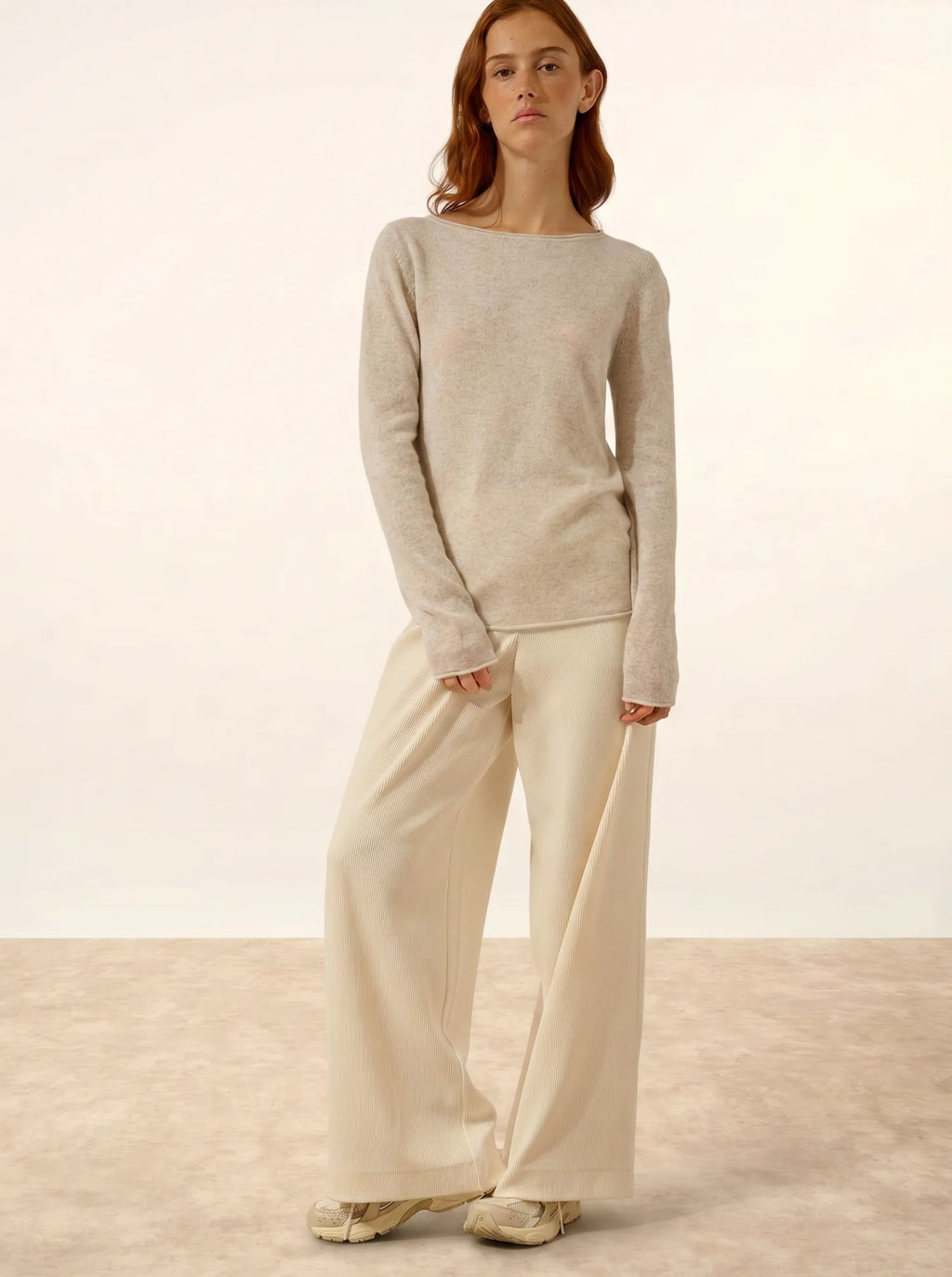 GRACE Pull Col Bateau Gris Perle Chiné