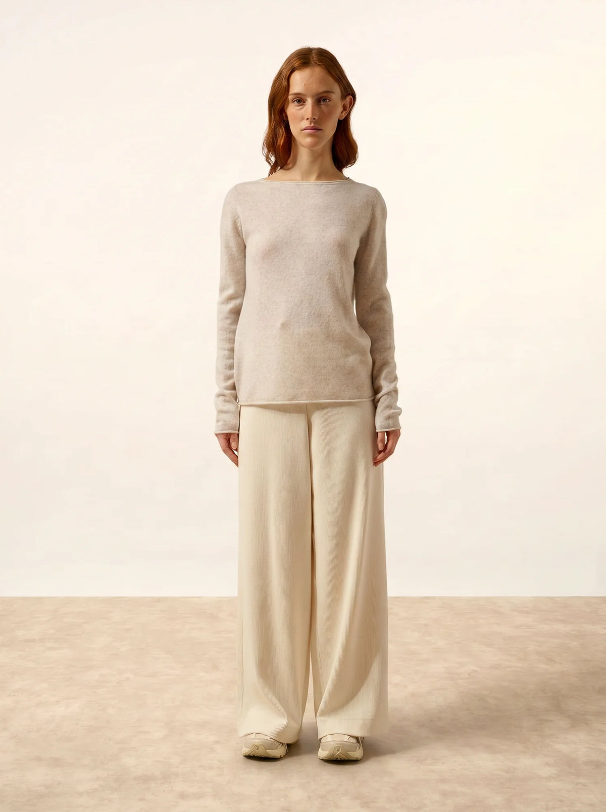 GRACE Pull Col Bateau Gris Perle Chiné