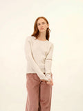 JOYCE Pull Col Rond 4 Fils Gris Perle Chiné