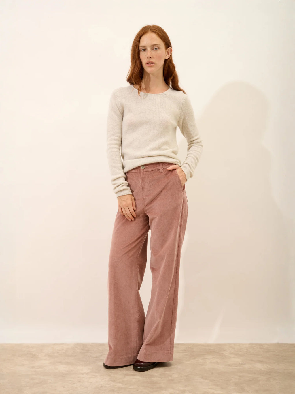 JOYCE Pull Col Rond 4 Fils Gris Perle Chiné