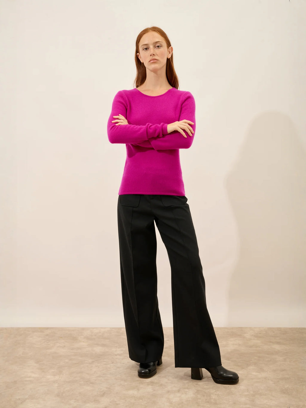 JOYCE Sweater Crew Neck 4 Ply Magenta