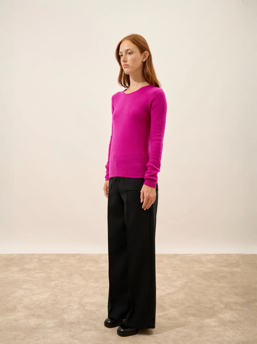 JOYCE Sweater Crew Neck 4 Ply Magenta