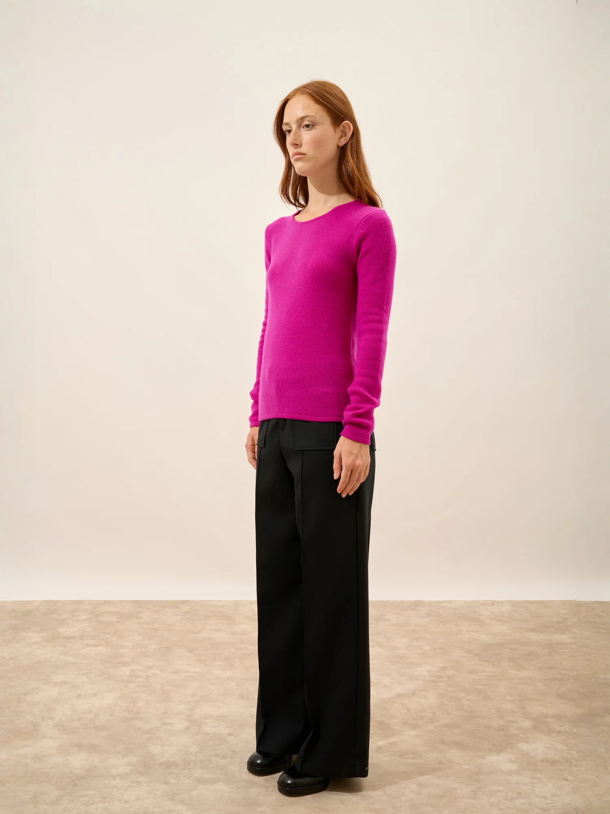 JOYCE Sweater Crew Neck 4 Ply Magenta
