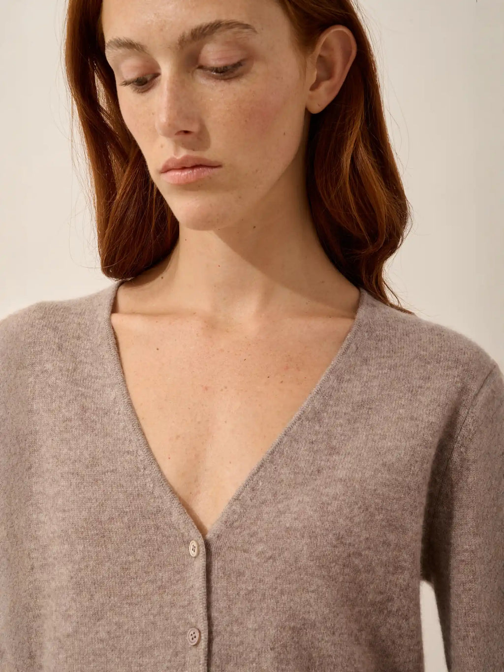 NORMA Cardigan Col V Caribou Chiné