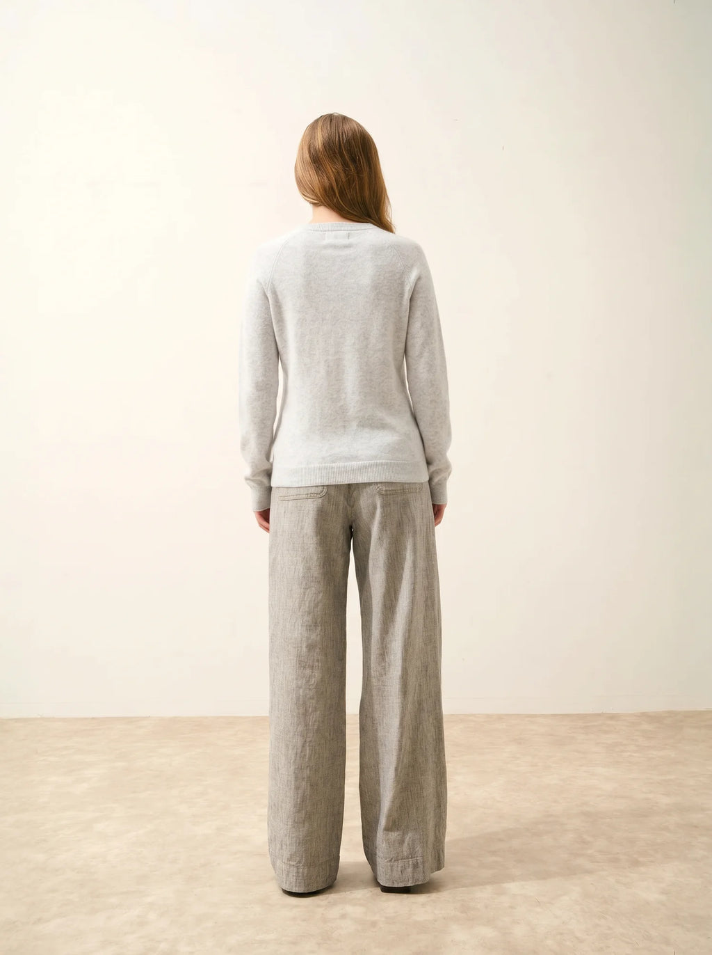 JANE Pullover Rundhalsausschnitt Perlgrau meliert