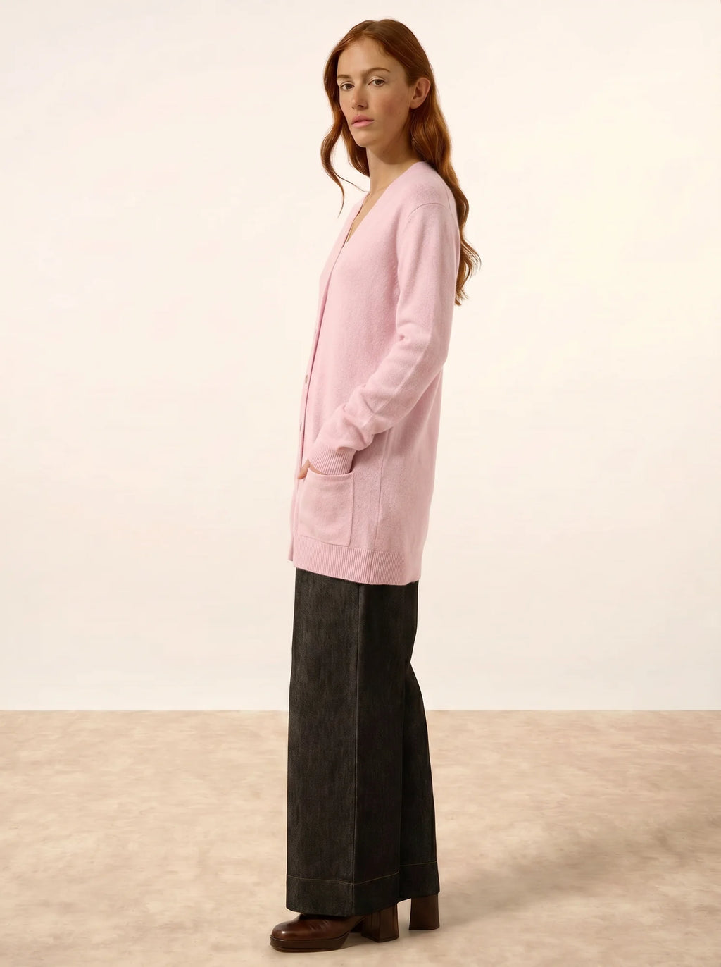 TOMMIE Cardigan Col V Rose Bébé
