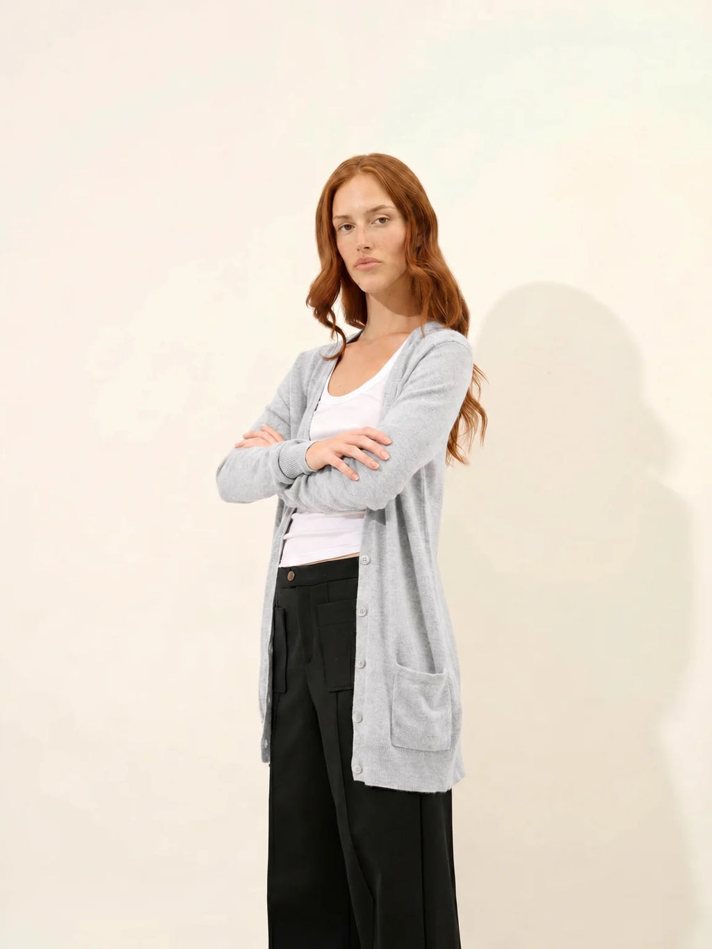 TOMMIE Cardigan V-Neck Heather Pearl Grey