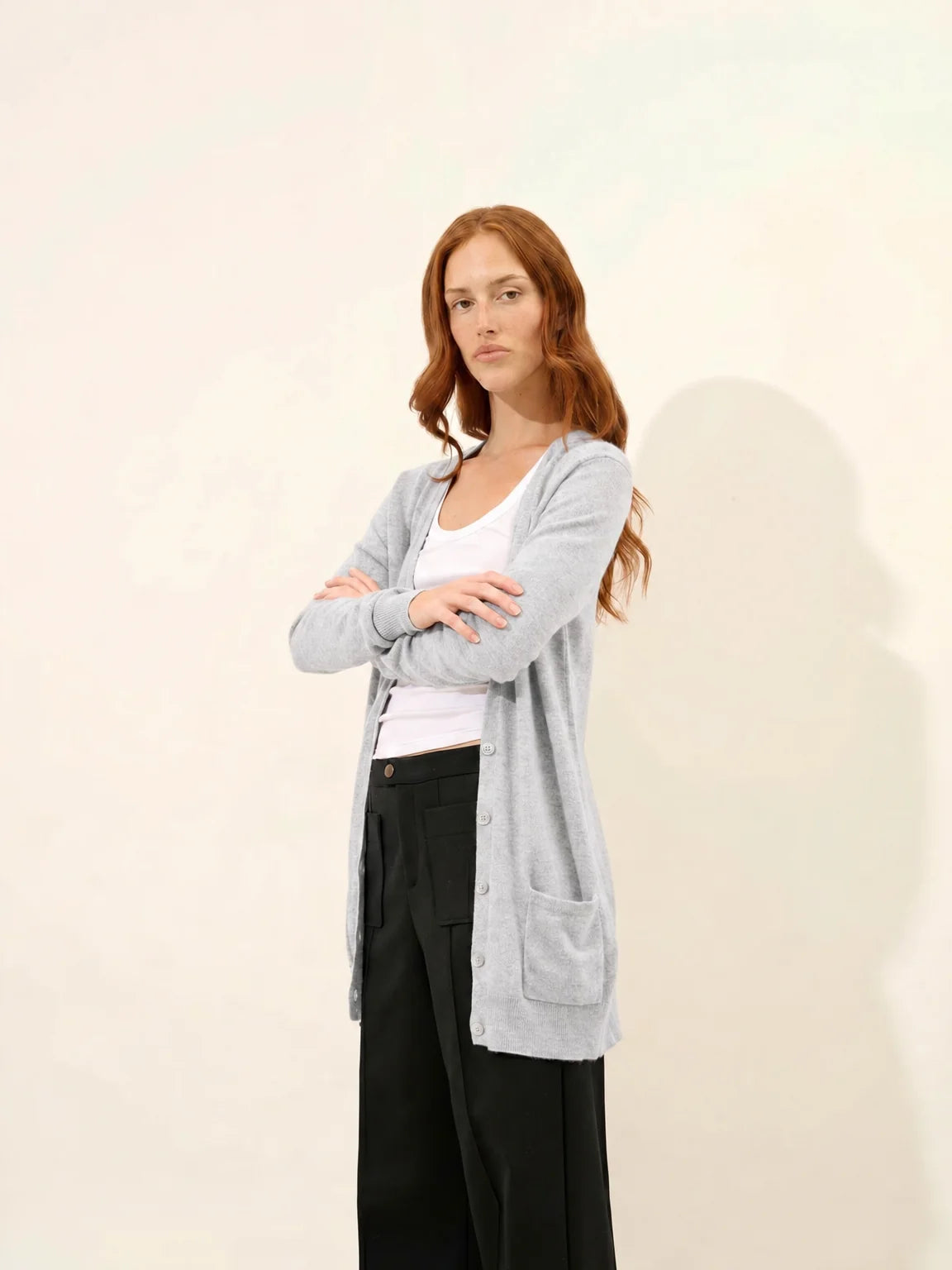 TOMMIE Cardigan V-Neck Heather Pearl Grey