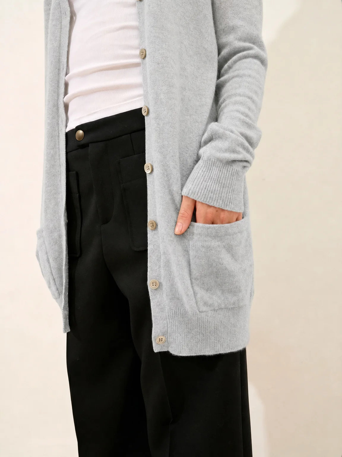 TOMMIE Cardigan V-Neck Heather Pearl Grey