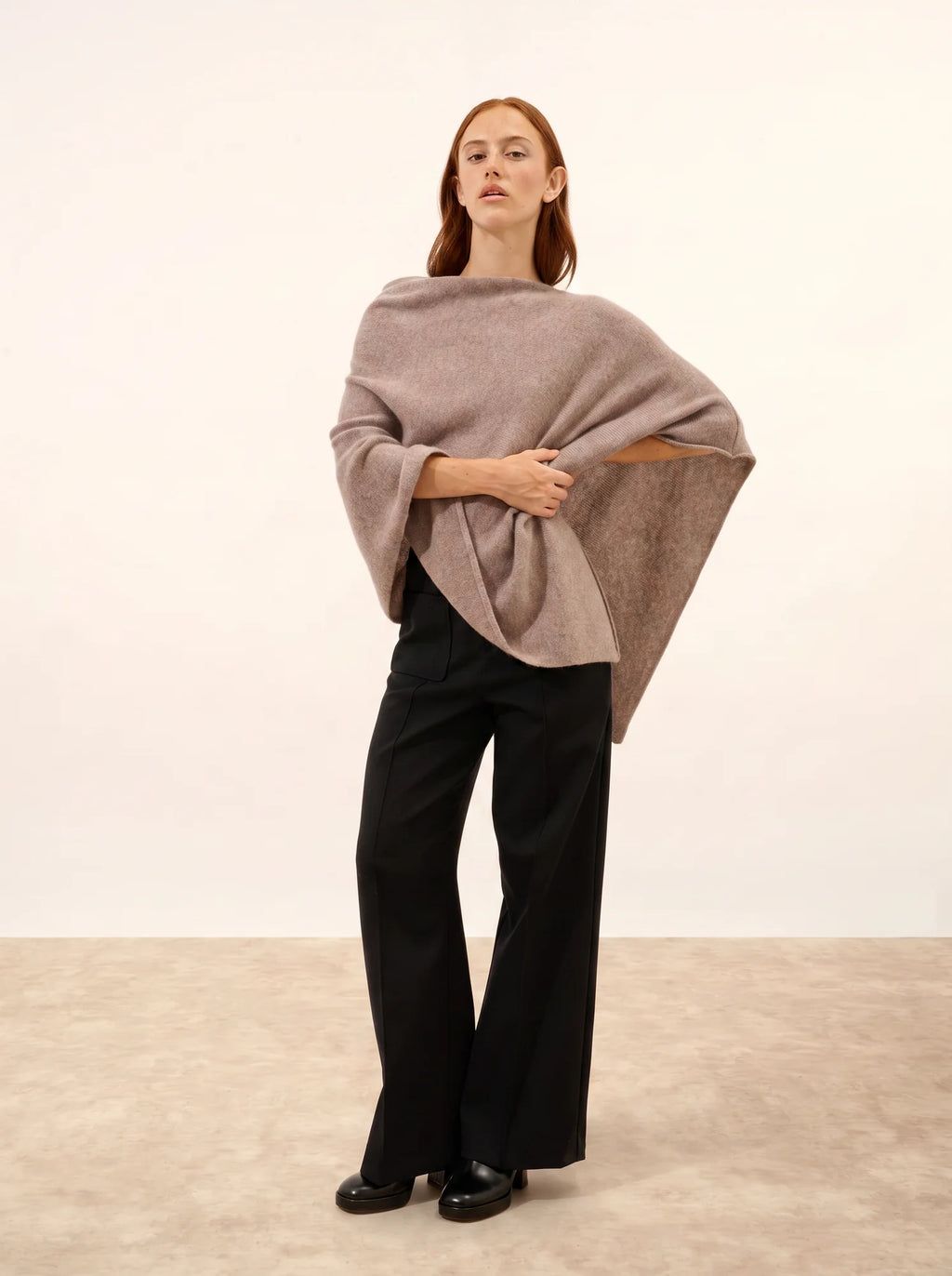 SALLY Poncho 4 Fils Caribou Chiné