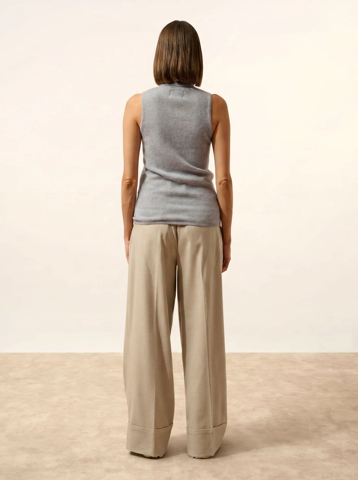 VIOLET Pull Col Roulé sans Manches Bleu Ivoire