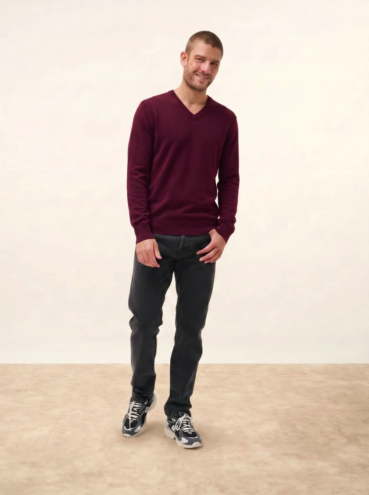TOM Pullover V-Ausschnitt Brombeerfarben