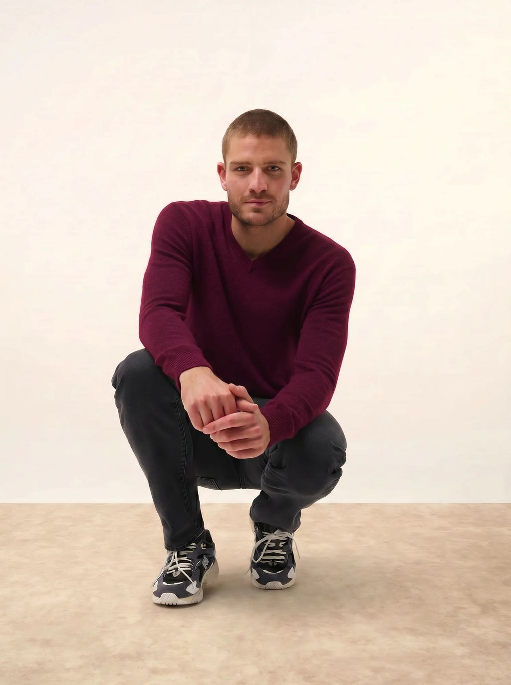 TOM Pullover V-Ausschnitt Brombeerfarben