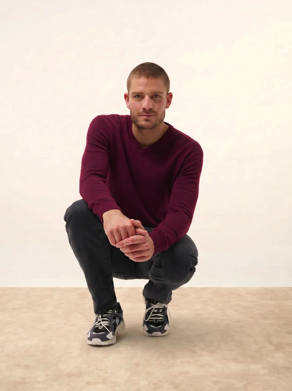 TOM Pullover V-Ausschnitt Brombeerfarben