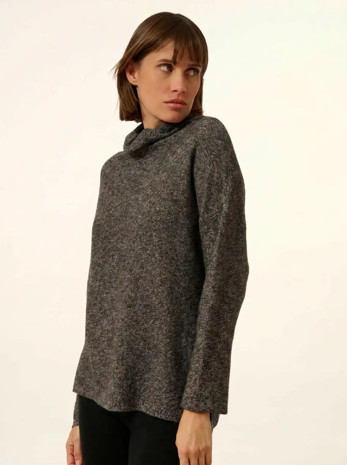 BLANTYRE Pull Col Roulé Noir et Blanc