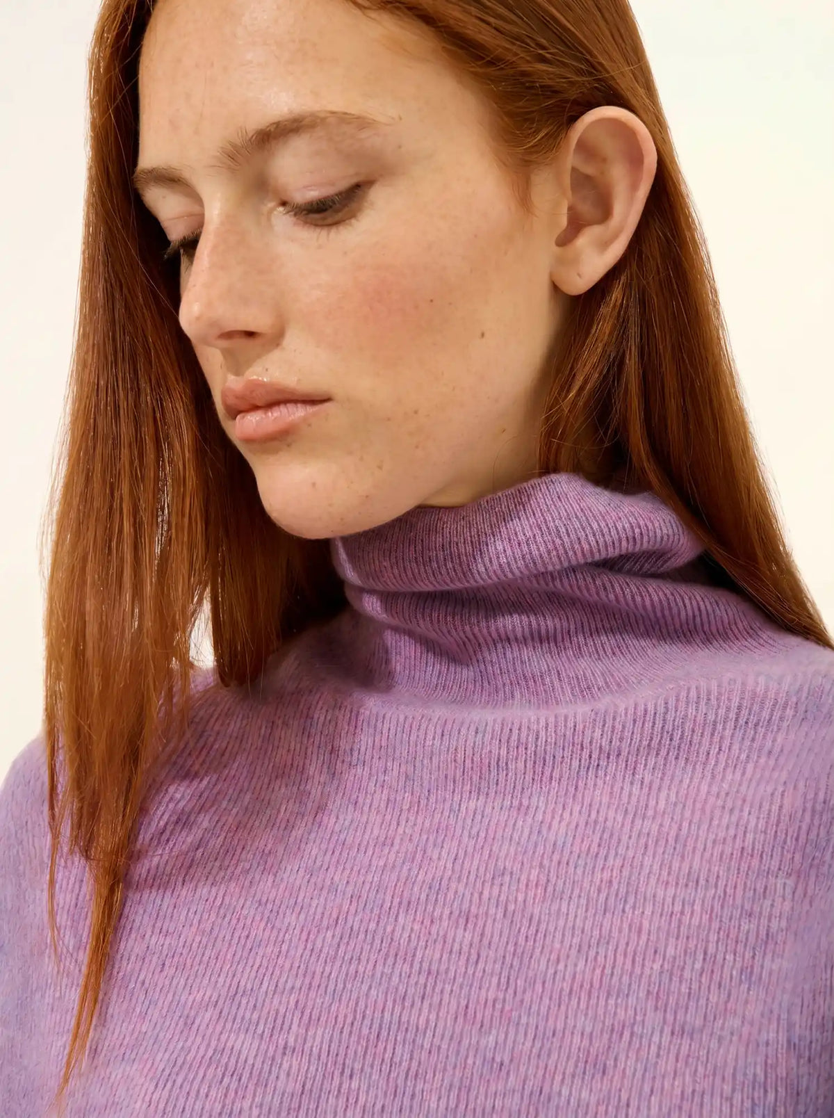 LANAIS Pull Col Roulé Lilas Chiné