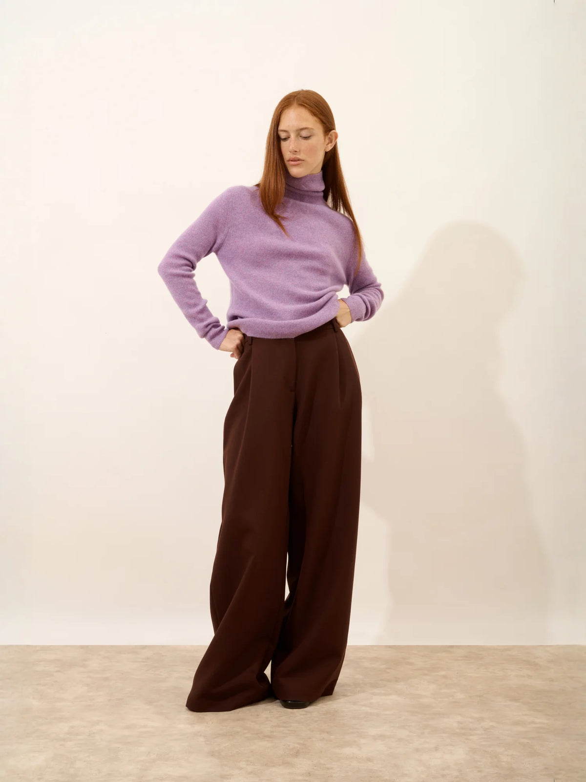 LANAIS Pull Col Roulé Lilas Chiné
