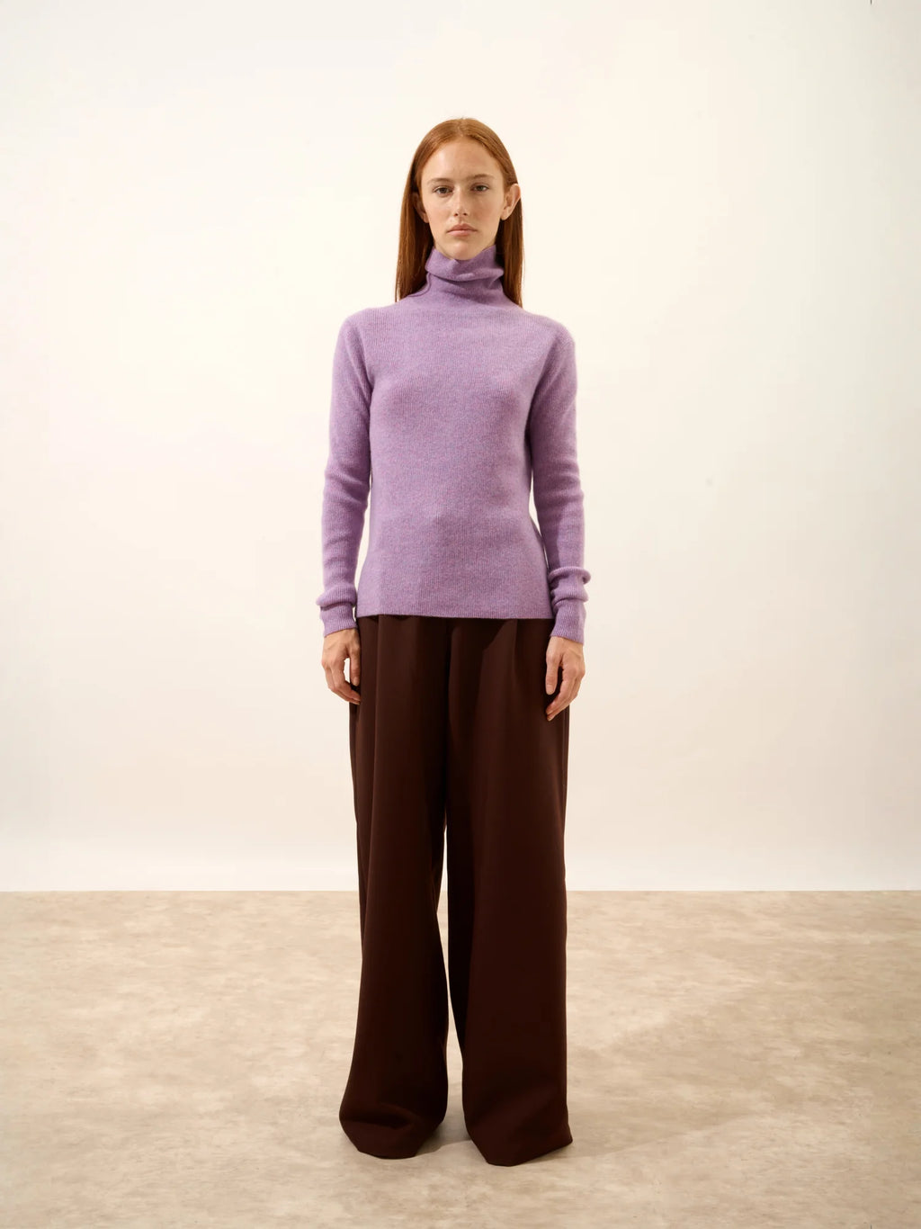LANAIS Pull Col Roulé Lilas Chiné