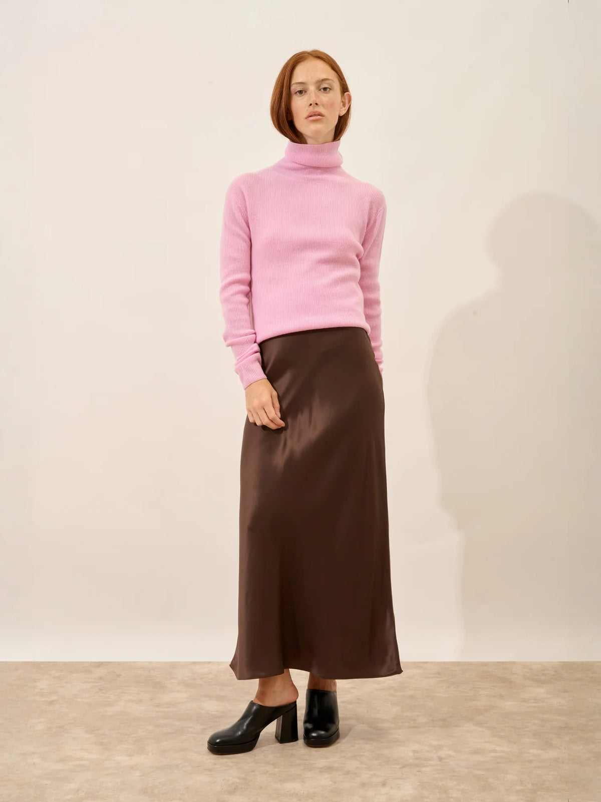 LANAIS Pull Col Roulé Quartz Rose