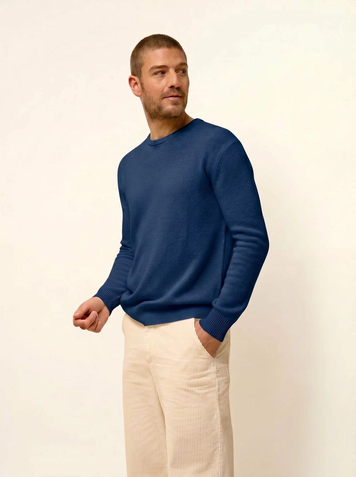 GABIN Pullover Rundhalsausschnitt 4-fädig Preußischblau