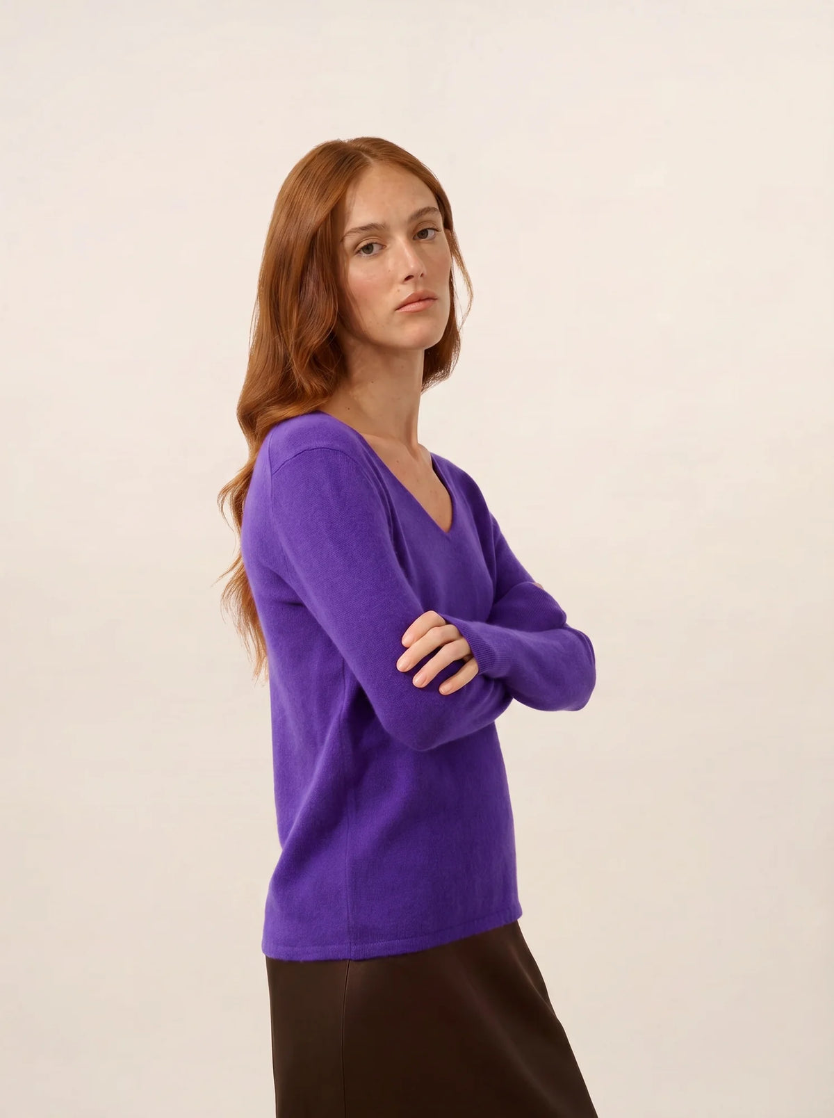 JOAN Pull Col V Gentiane