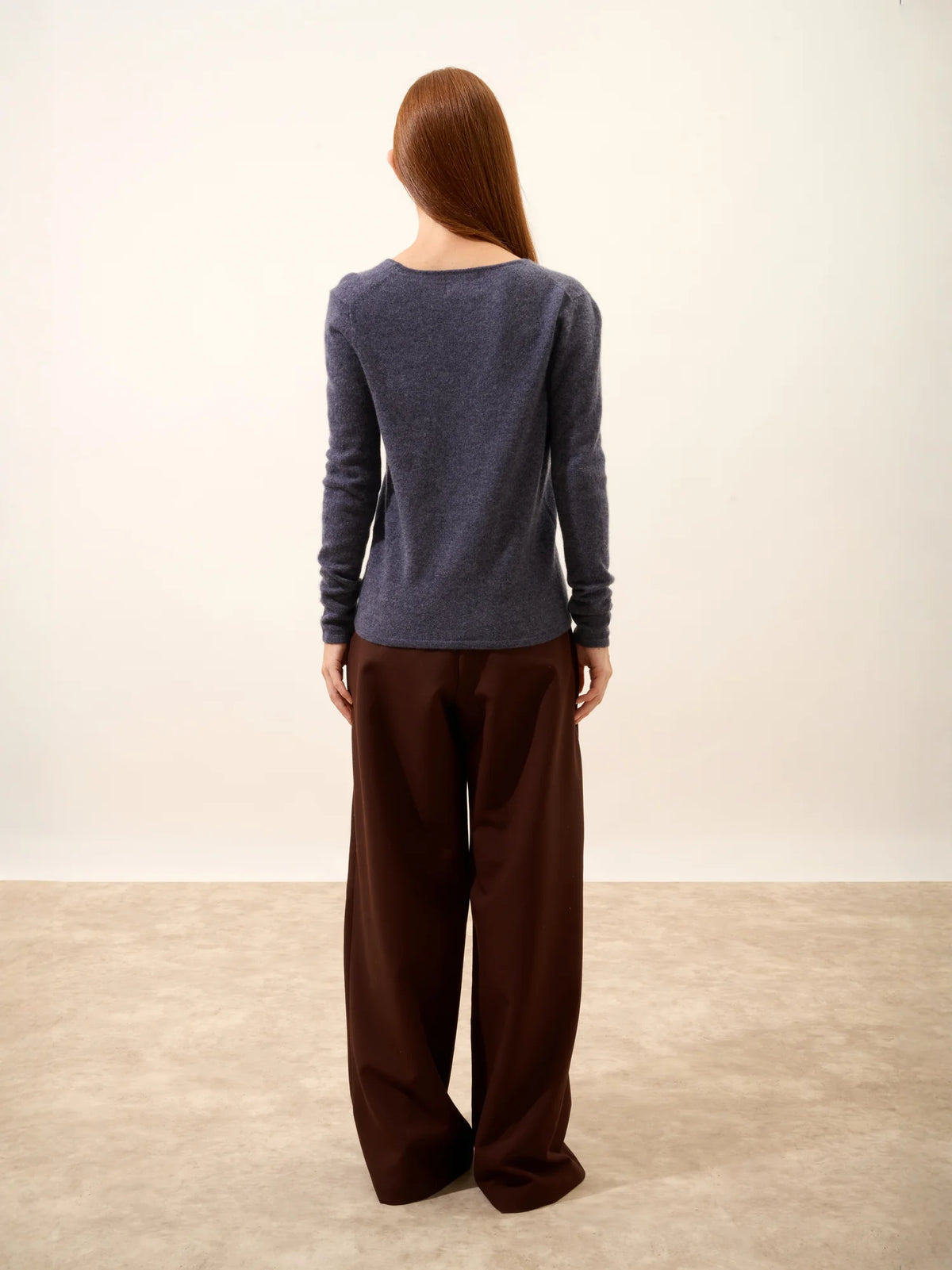 JOAN Pullover V-Ausschnitt Violett Grau meliert
