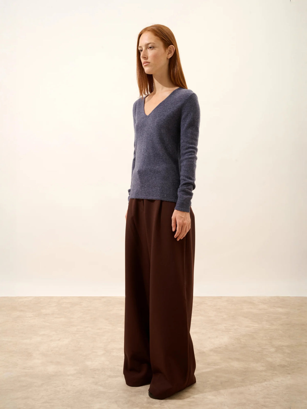 JOAN Pullover V-Ausschnitt Violett Grau meliert