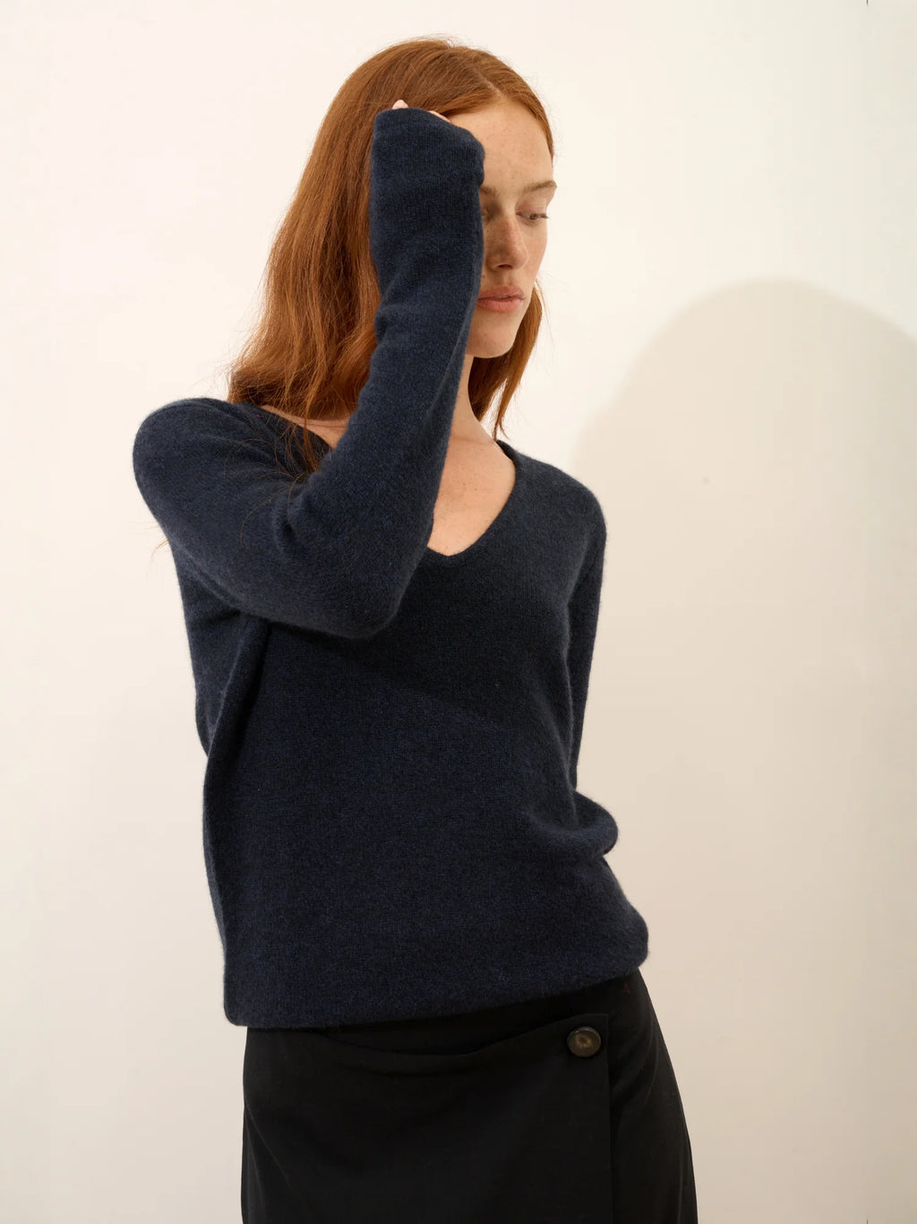 ABBY Pull Col V 4 Fils Caviar