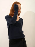 ABBY Pull Col V 4 Fils Caviar