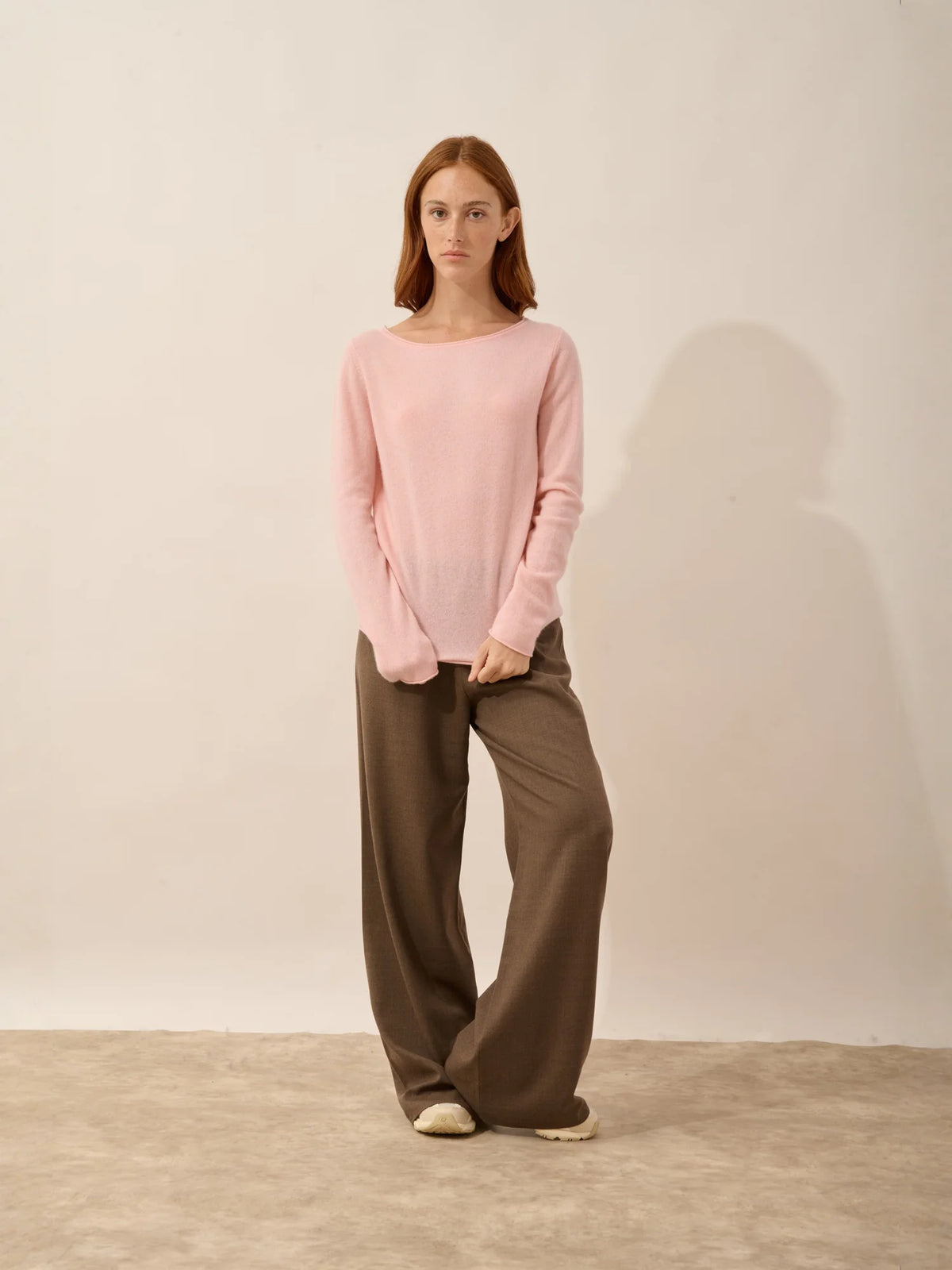 GRACE Pullover U-Boot-Ausschnitt Ballettrosa