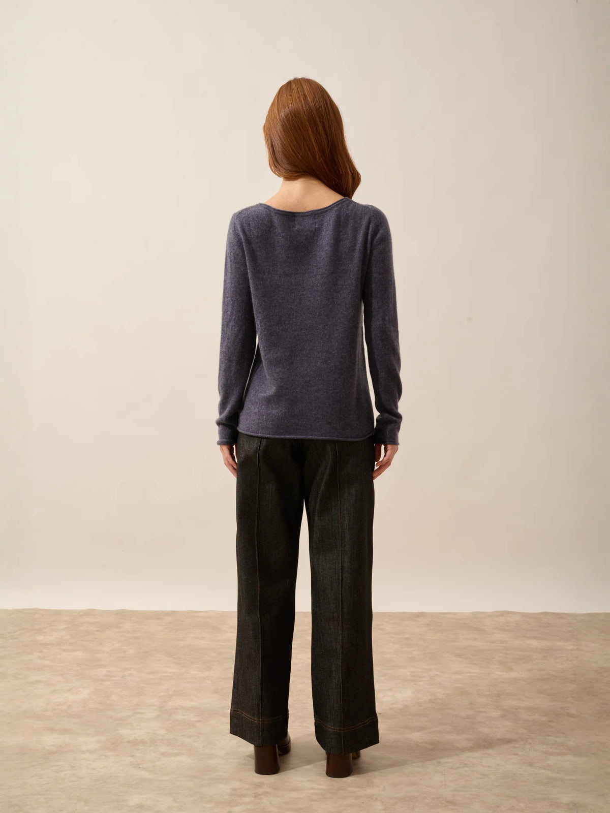 GRACE Pull Col Bateau Violet Gris Chiné