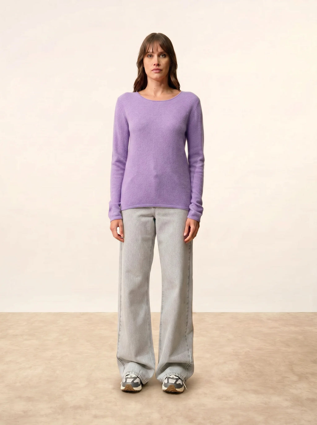 VIVIAN Pull Col Rond Lilas Chiné