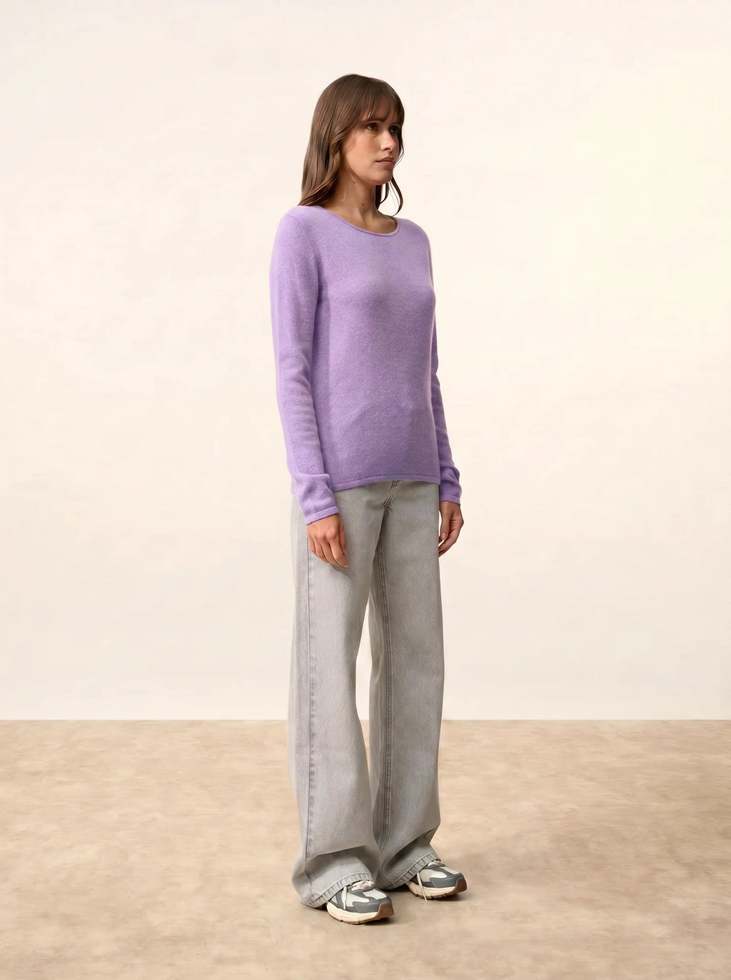 VIVIAN Pull Col Rond Lilas Chiné