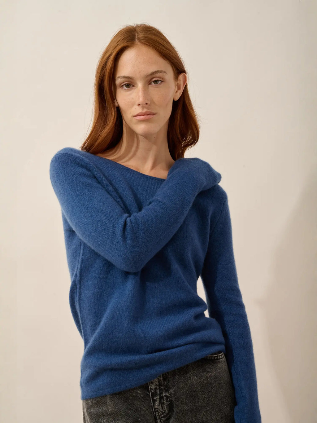 JOYCE Sweater Crew Neck 4 Ply Prussian Blue