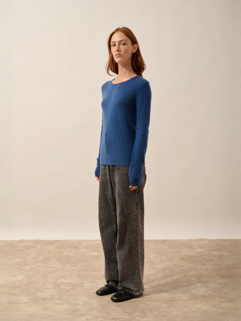 JOYCE Sweater Crew Neck 4 Ply Prussian Blue