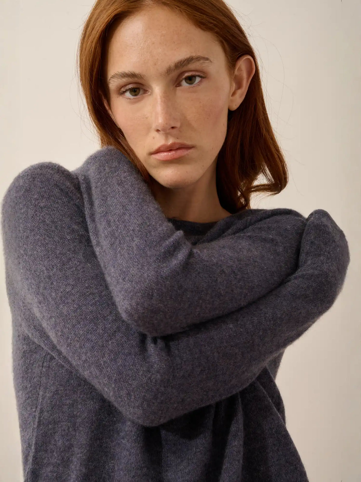 JANE Pull Col Rond Violet Gris Chiné