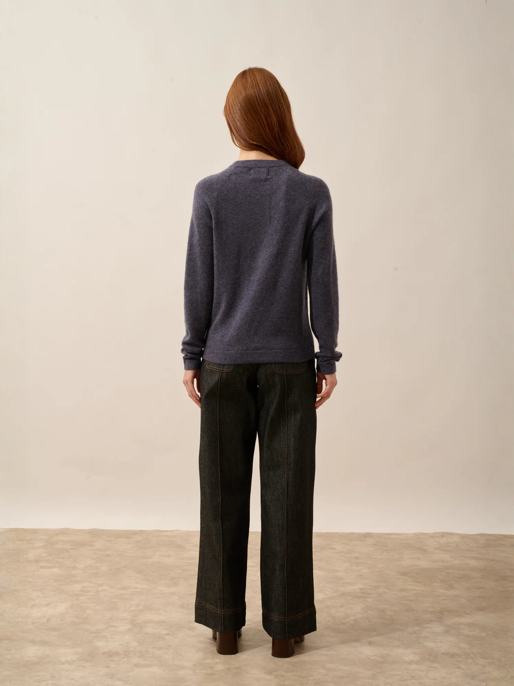 JANE Pull Col Rond Violet Gris Chiné