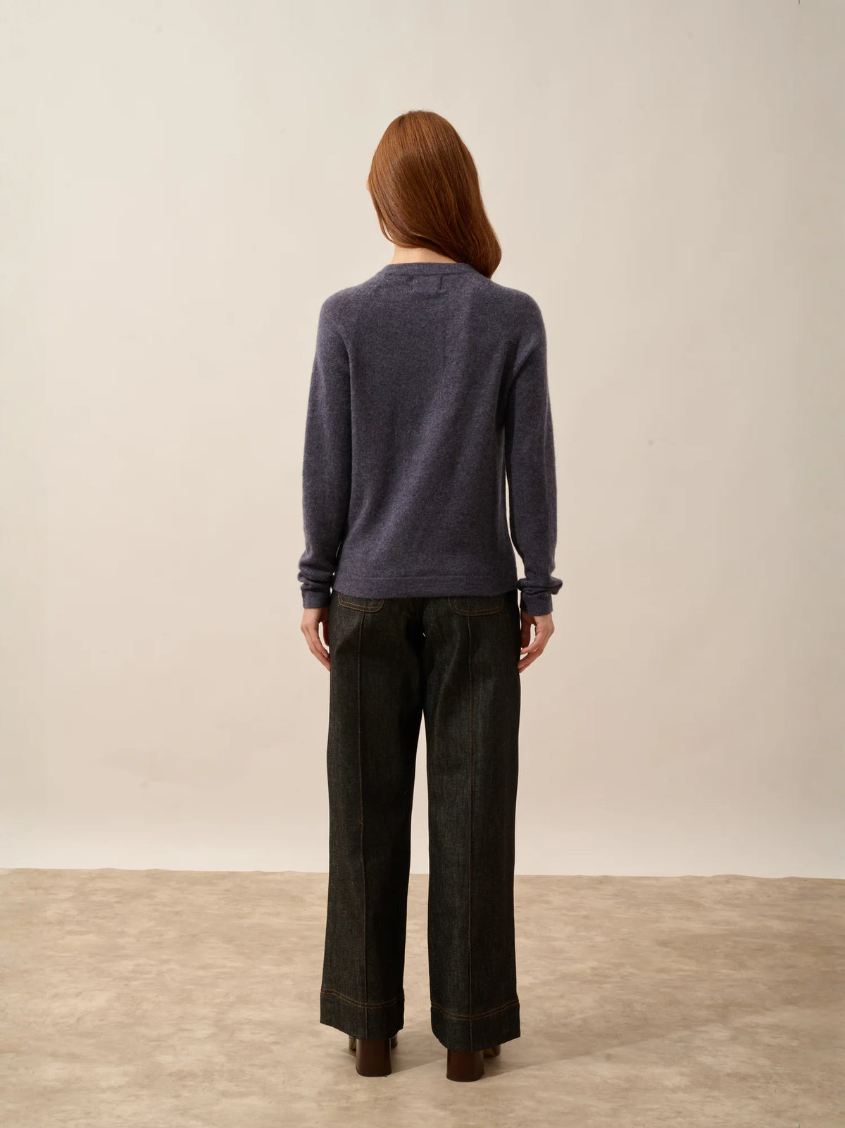 JANE Pull Col Rond Violet Gris Chiné