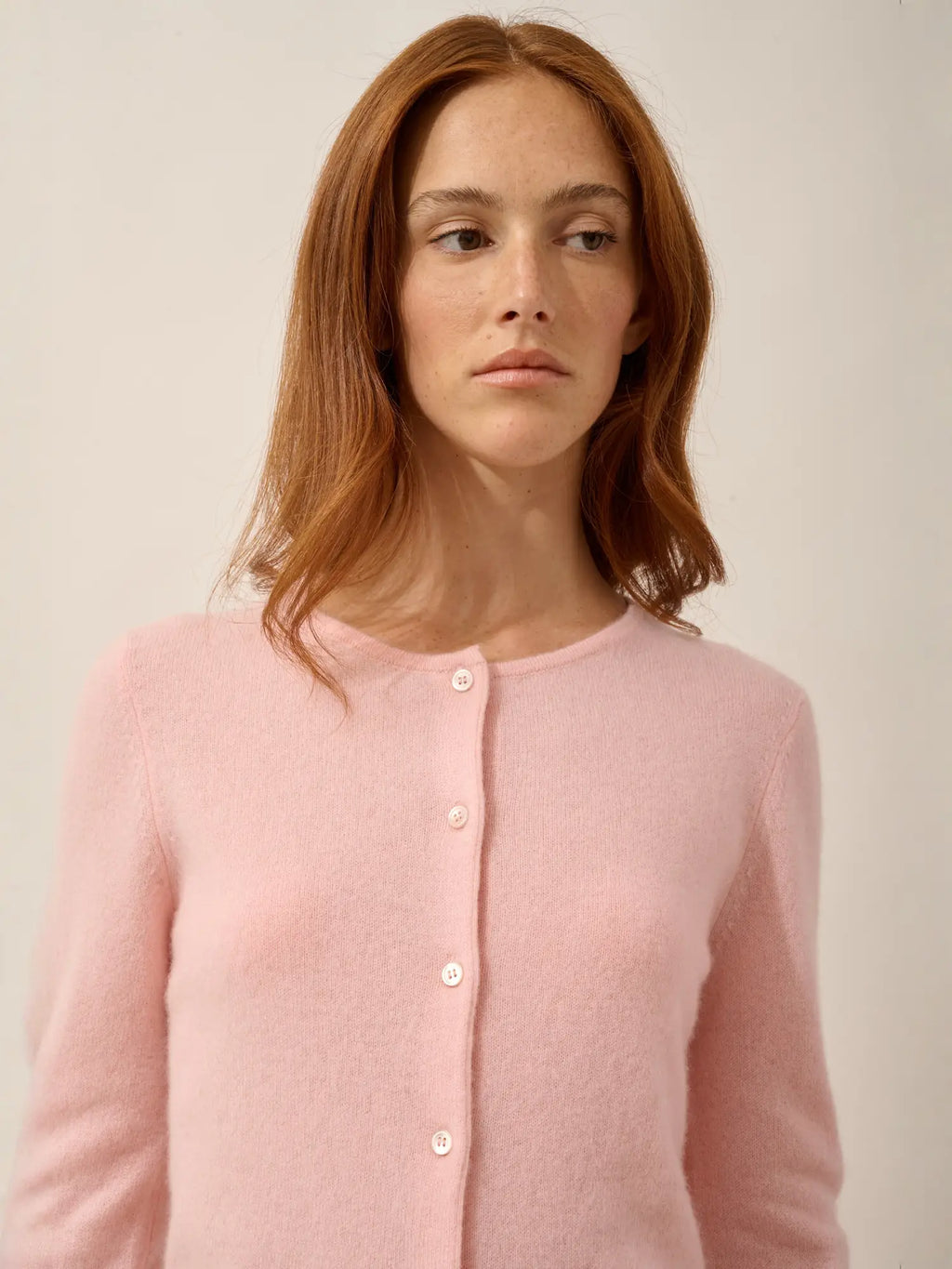 KATHARINE Cardigan Crew Neck Ballet Pink