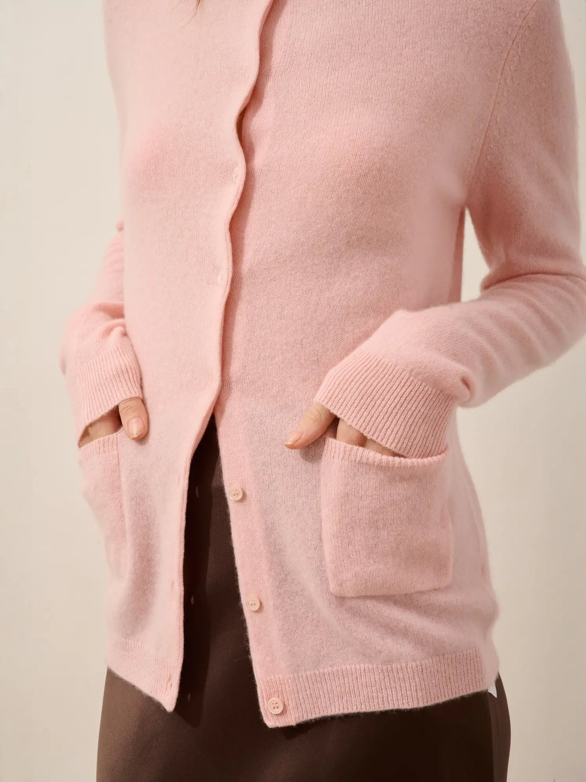 KATHARINE Cardigan Crew Neck Ballet Pink