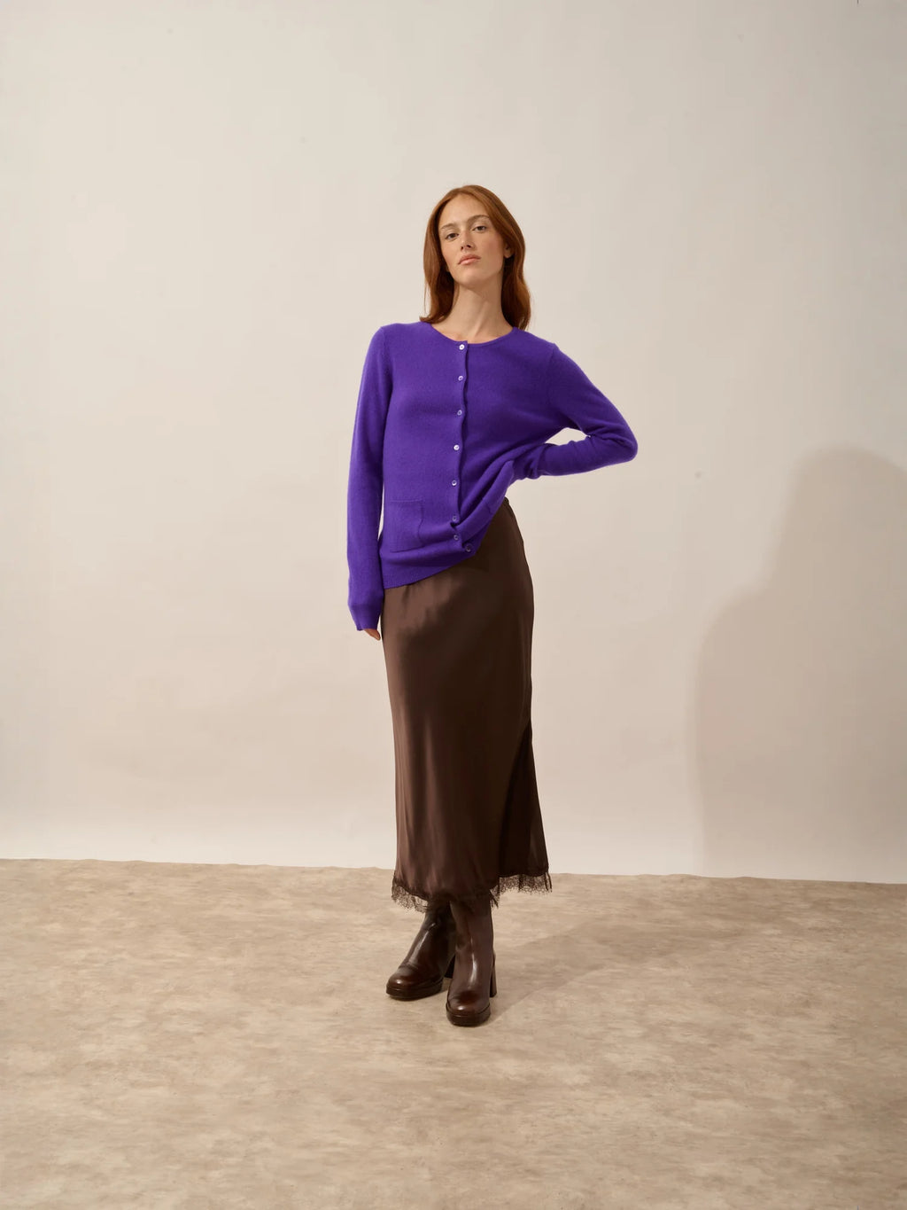 KATHARINE Cardigan Col Rond Gentiane