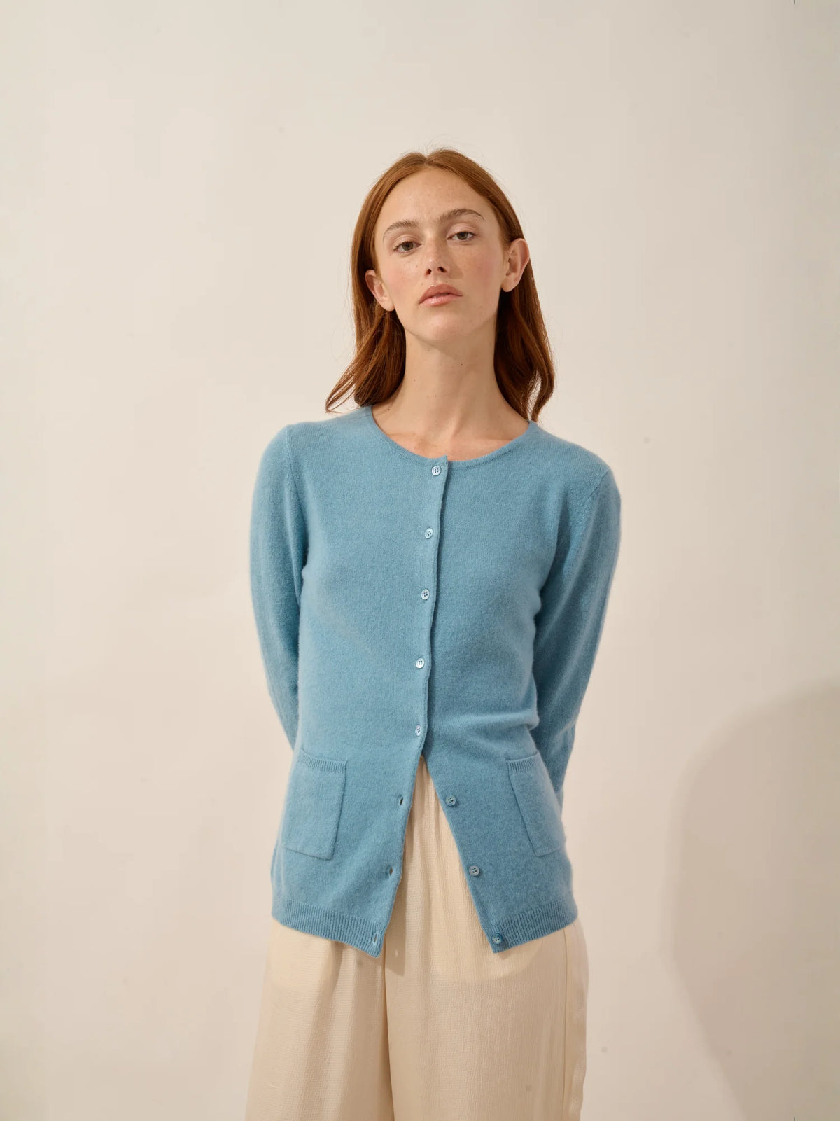 KATHARINE Cardigan Crew Neck Light Petrol