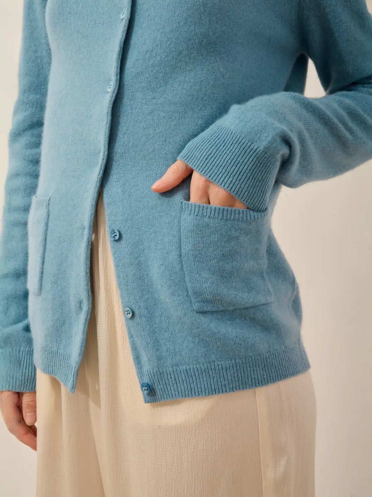 KATHARINE Cardigan Crew Neck Light Petrol