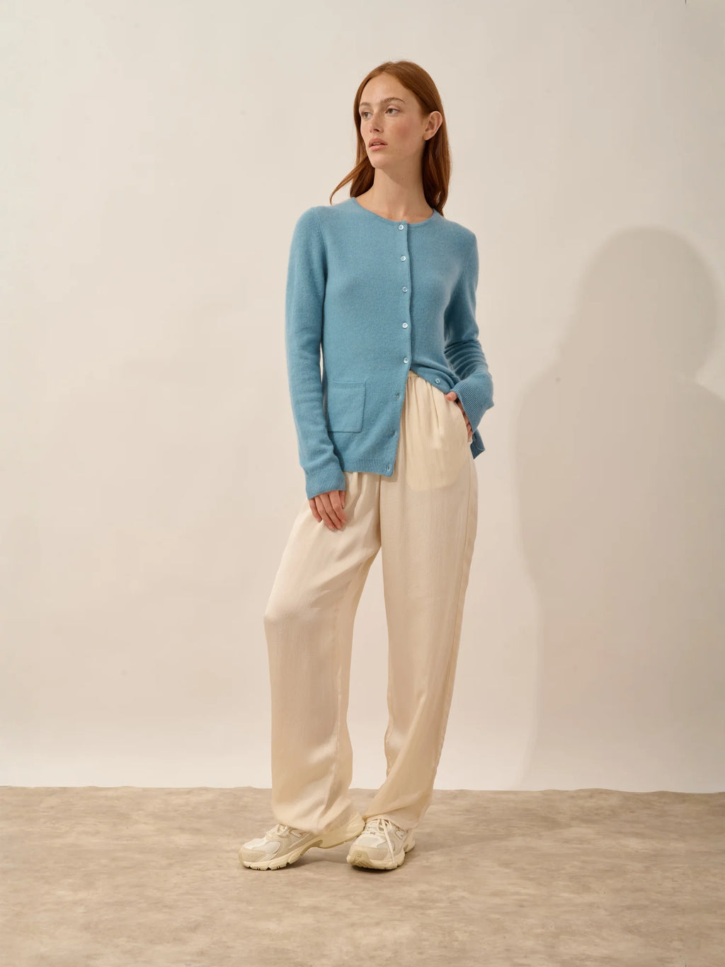 KATHARINE Cardigan Crew Neck Light Petrol