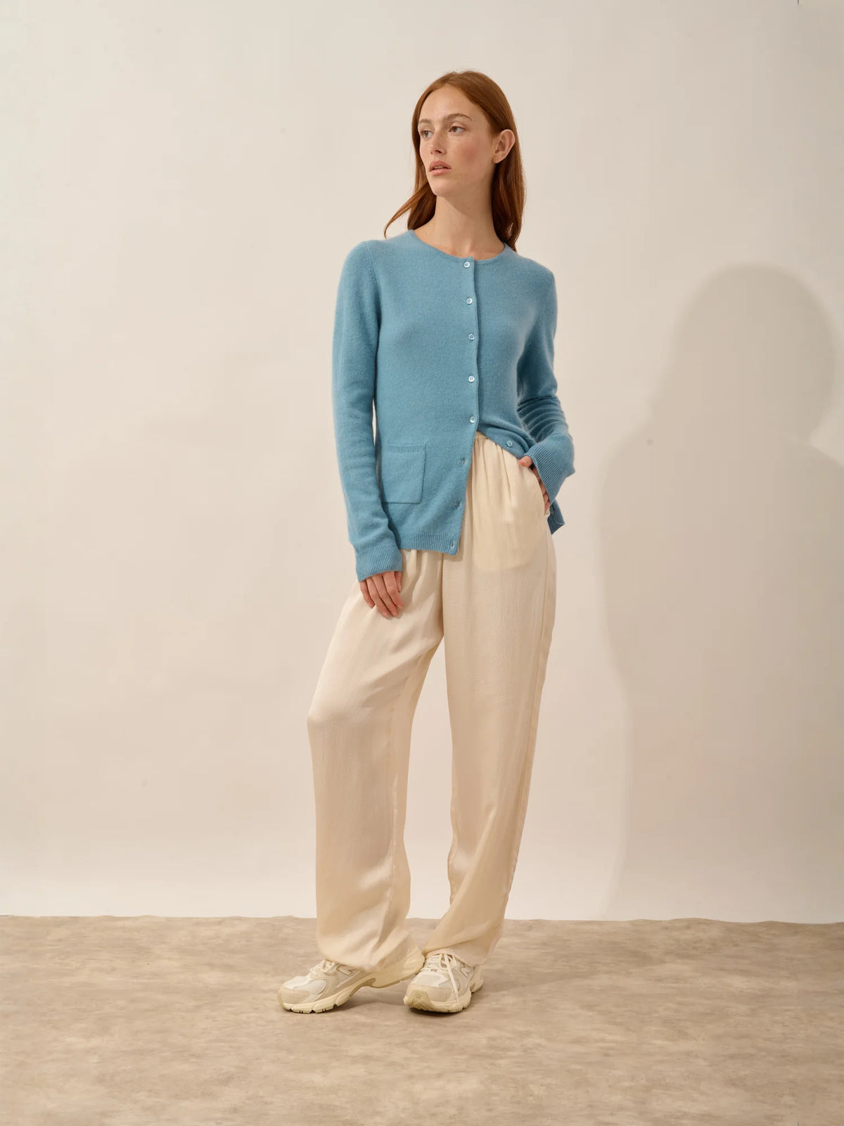 KATHARINE Cardigan Crew Neck Light Petrol