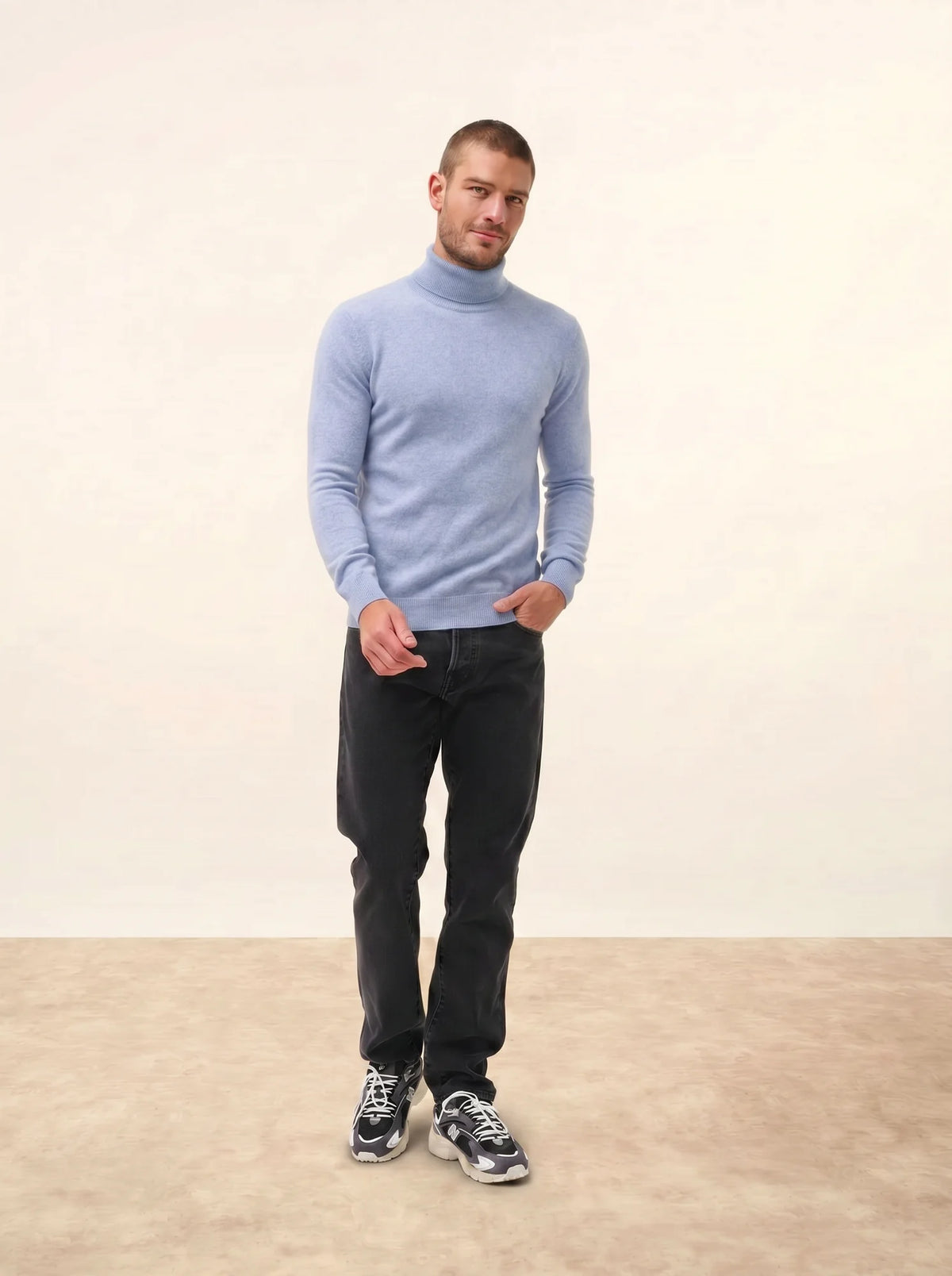 CONNOR Pull Col Roulé Bleu Dragée Chiné