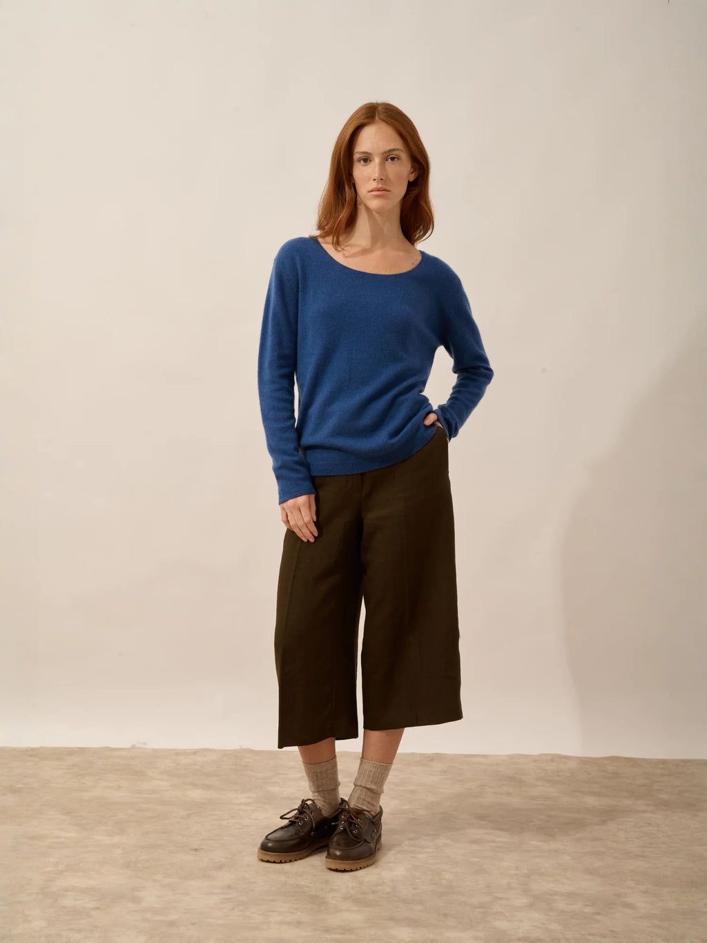 FIONA Pull Col Rond Bleu Perse