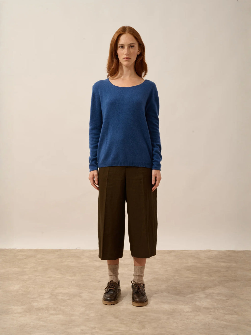 FIONA Pull Col Rond Bleu Perse